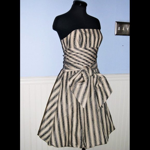 BCBG Max Azria Black and Ivory Strapless Dress - Picture 1 of 1